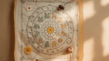 Astrological chart with 12 houses clearly marked, colorful zodiac wheel
