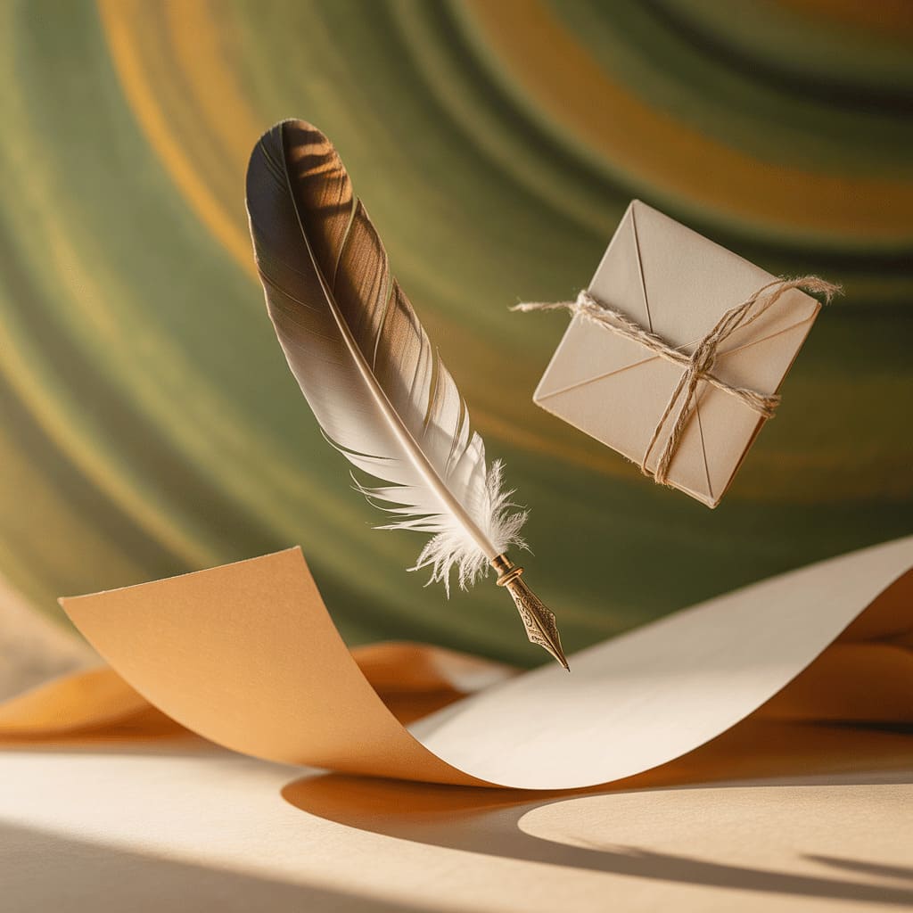 air element symbolism with floating symbols of communication and connection