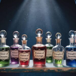 decorative potion bottles with colorful liquids1