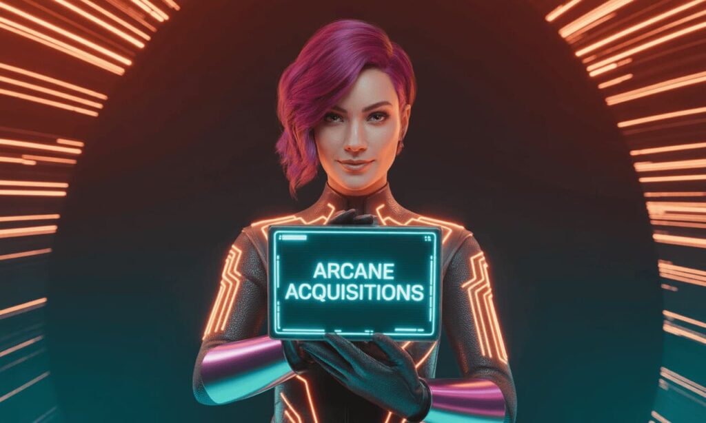 female wizard looking satisfied with magical purchase