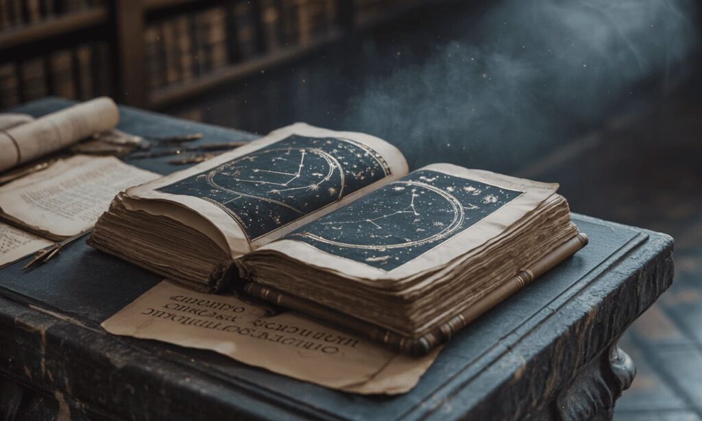 ancient manuscript with mystical symbols