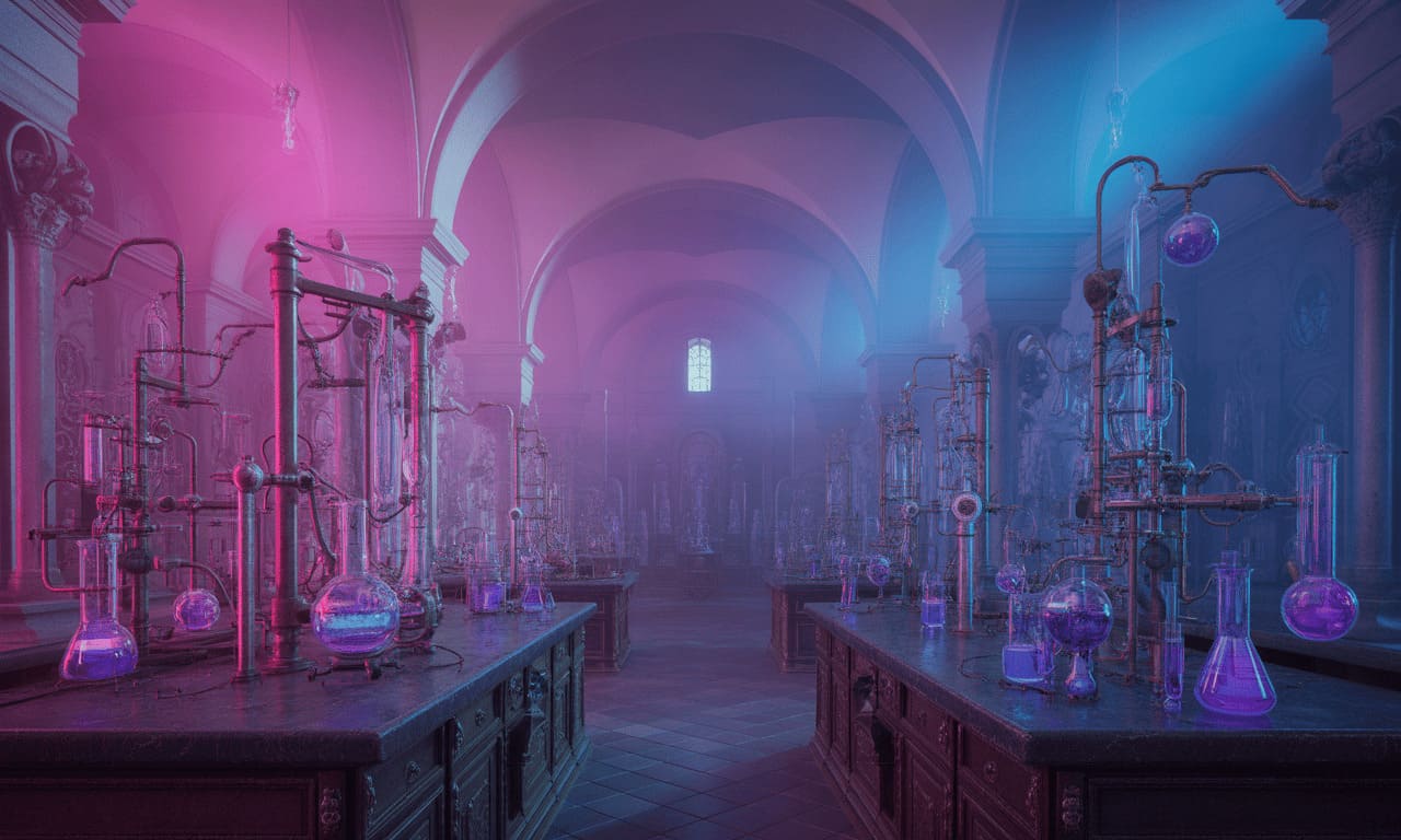 18th century Italian palace laboratory mysterious atmosphere