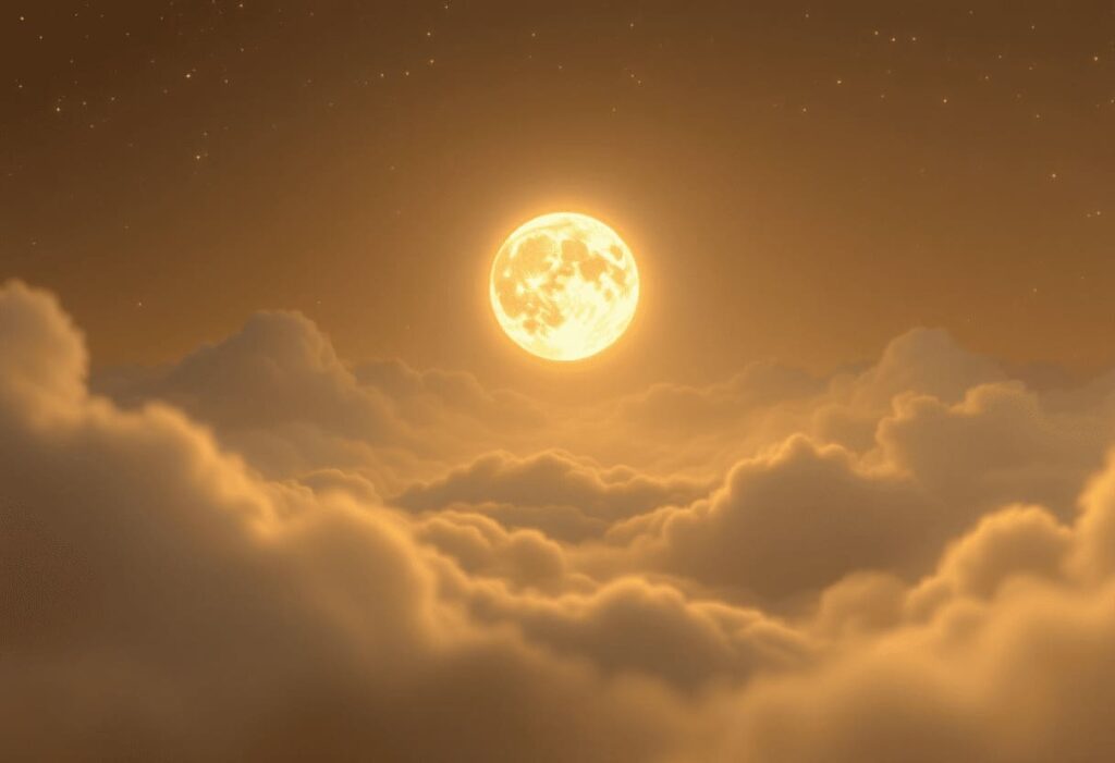 full moon glowing night sky mystical