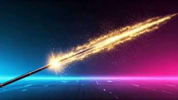 magic wand with sparkles and golden light