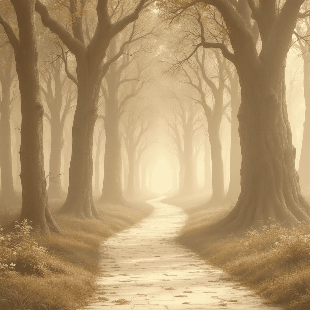 mystical path through ancient forest spiritual journey