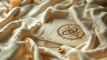 mystical tarot cards spread on velvet cloth