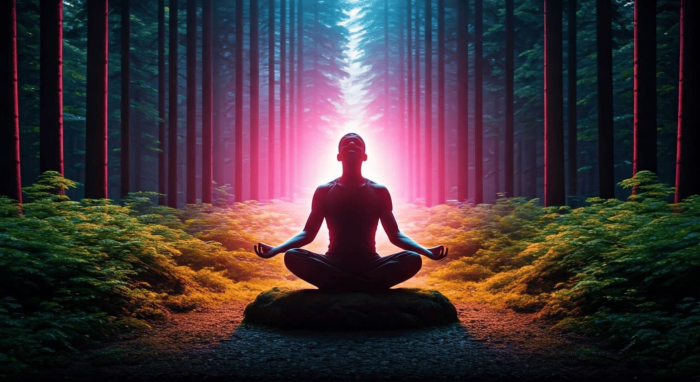 peaceful person meditating in nature