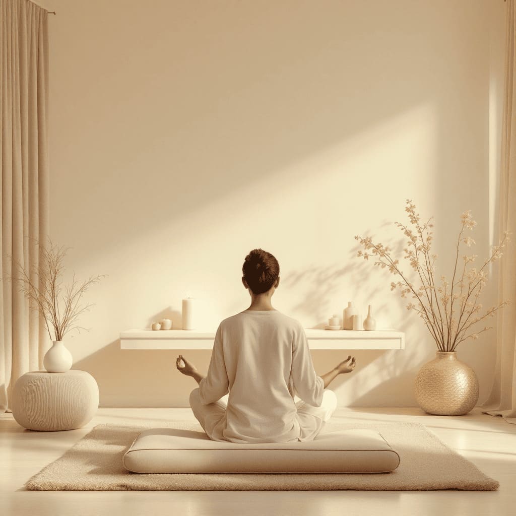 person meditating at peaceful home altar spiritual practice