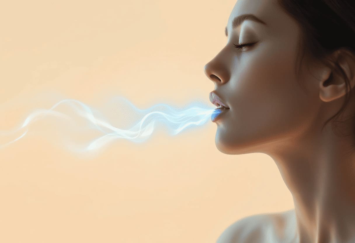 cool healing breath visualization, blue light, calming energy