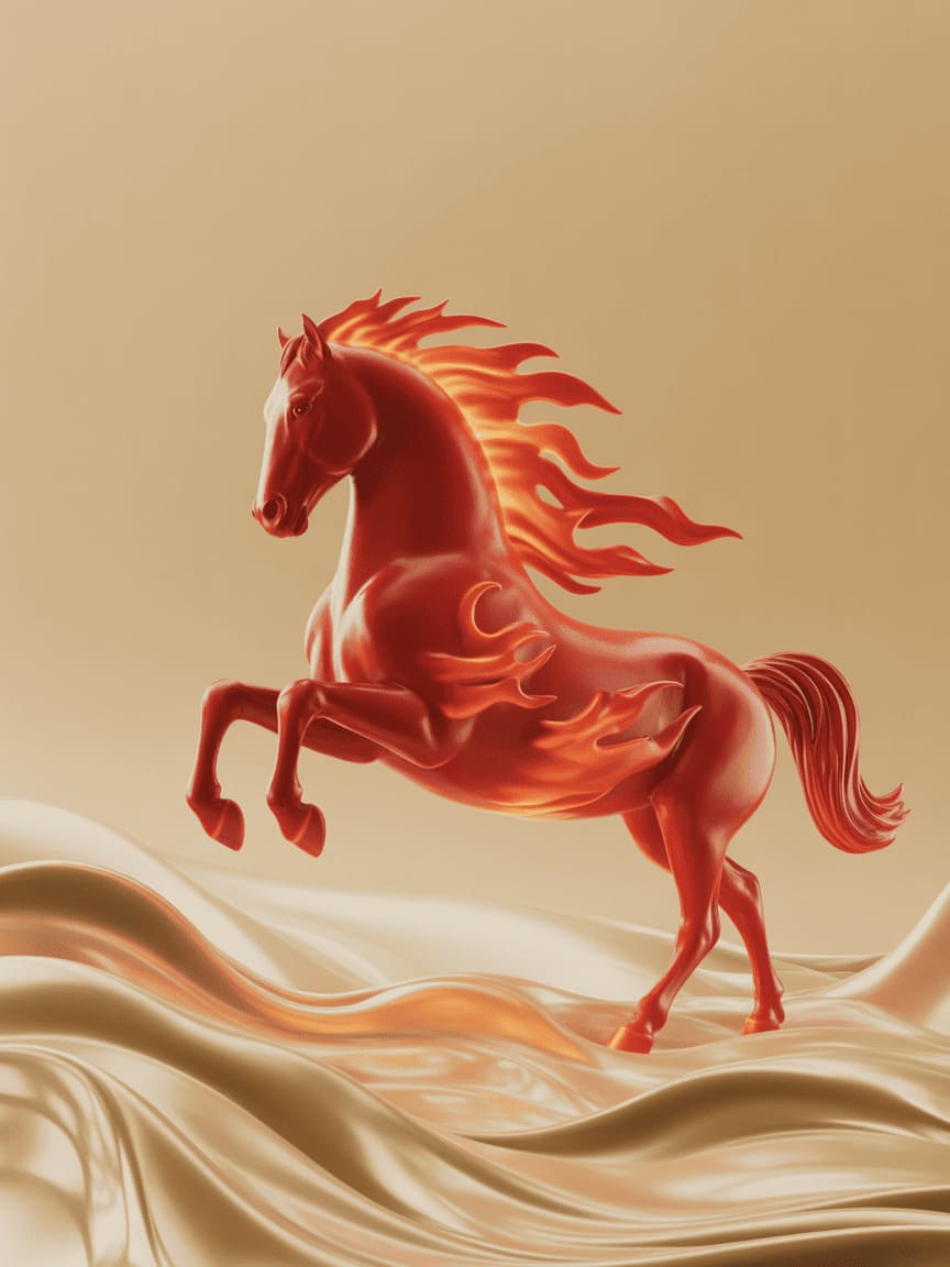 fire horse chinese zodiac red flames powerful artistic