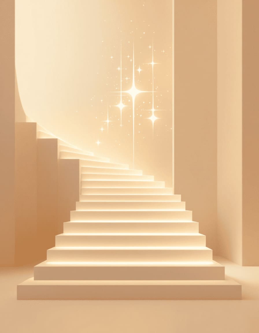 three ascending steps glowing